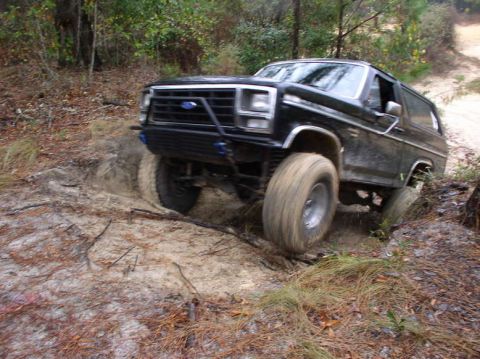 1985 Ford Bronco - Getting some small air.