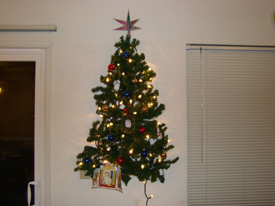 Decorated Christmas tree with lights and ornaments