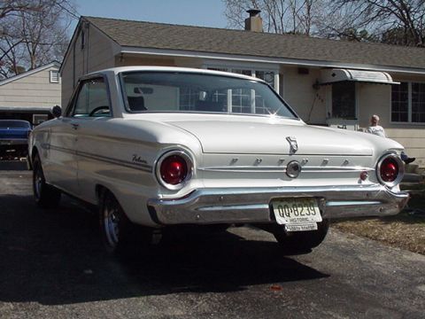 1966 Ford Fairlane - White 1960 Ford Falcon parked in driveway with a blue car behind it.