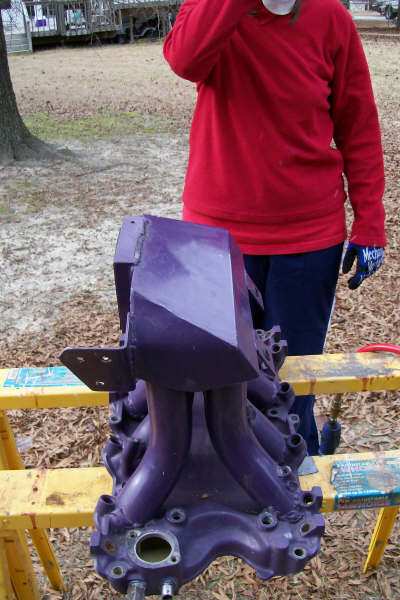 1988 Ford Bronco - Julie and I starting to clear off the old purple paint