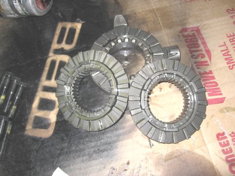 1994 Ford Bronco - Transmission synchronizer rings are shown on a surface with shipping box markings.