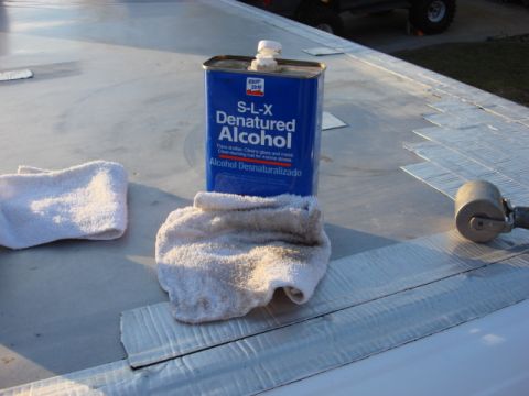 1983 Ford Bronco - I washed the RV (it needed it) and then scrubed the area to be sealed with the alcohol and rags till they were clean.