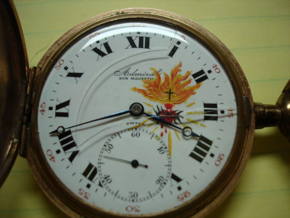 Admiral non-magnetic pocket watch with Roman numerals and a sub-dial