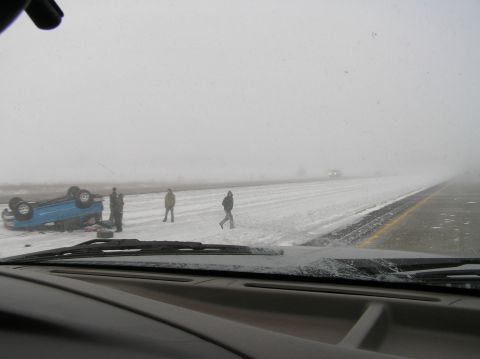 2000 Ford Excursion - During the trip we saw several cars in the ditch, including this flipped over SUV.