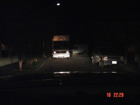 1995 Ford F-150 - View from the inside, Osram Sylvania Silverstar bulbs (low)