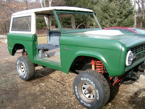 1974 Ford Bronco - This 1974 Ford Bronco is shown with its doors removed, indicating it may be undergoing restoration or modification.