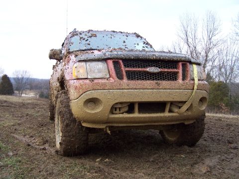 2002 Ford Sport Trac - This 2002 Ford Sport Trac is heavily covered in mud after off-roading.