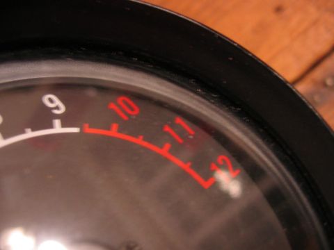 1985 Ford LTD Crown Victoria - Close-up of a gauge face with numerical markings.