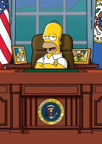 1988 Mercury Grand Marquis - Homer Simpson is depicted as the President of the United States in this animated scene.