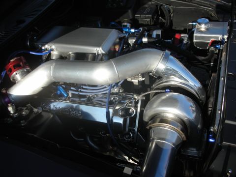 1998 Ford Crown Victoria - Customized engine bay a turbocharger and polished Ford Racing valve covers.