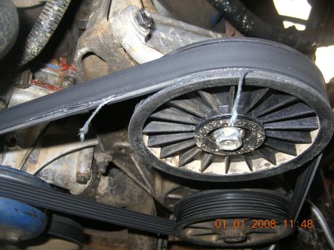 1991 Ford F-150 - And here you see where the belt is being ripped apart. I didn't catch this until I was out playing around on a trail. I guess I was too bus…