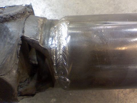 1974 Ford F-250 - Driveshaft shows evidence of a weld repair on its tubing.
