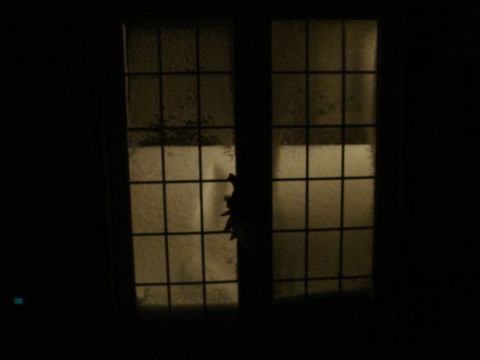 1996 Ford Bronco - A dimly lit scene focuses on a window with a grid of 12 panes, some obscured by frost.