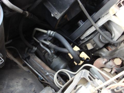 1983 Ford Bronco - Brutis has had a small leak and whine for awhile and it was time to fix him. new P/S Pump, fluid and hoses. here is the starting point
