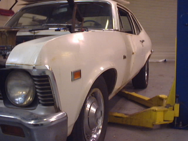1969 Chevrolet Nova coupe, 3/4 front view, white