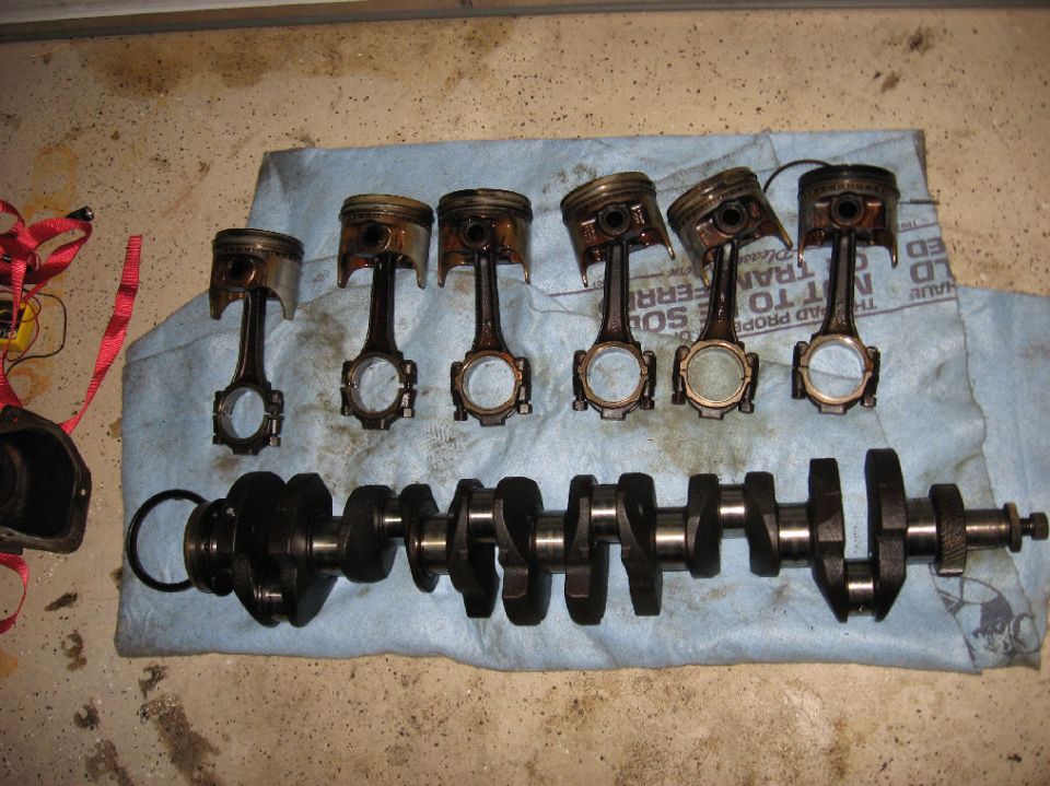 Crank and pistons.