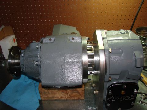 1979 Ford Bronco - This NP203/205 doubler transfer case assembly is shown on a workbench, possibly for installation or repair.