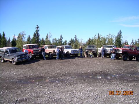 1978 Ford Bronco - Several Ford Broncos are gathered together on a sunny day.