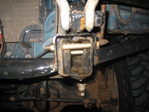 1995 Ford Bronco - Close-up view of the front tow hitch receiver and its components.