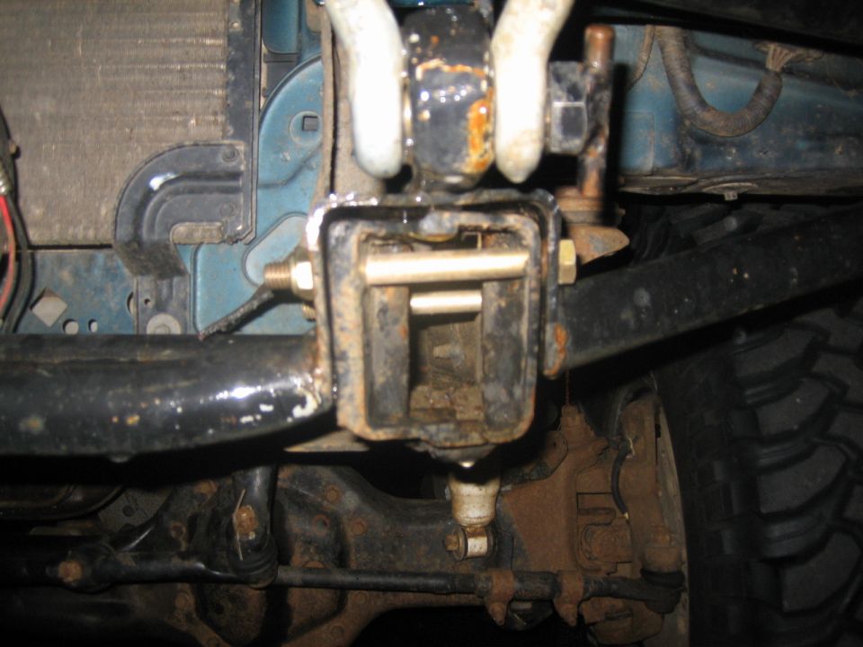 front tow hitch receiver with shackle mounts and a pin