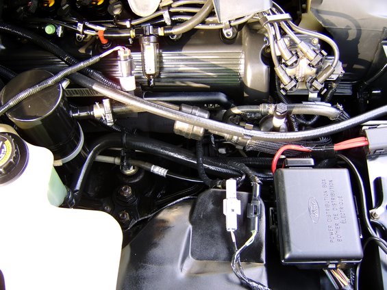 Basically, is just an air-compressor water/air separator with 1/4" NPT 3/8 hose barbs attached inline of the factory PCV.

I have it mounted on the valve cover (see pic)

Material I used:
~2ft fuel/oil 3/8" hose
1 1/4" NPT air-compressor inline water/air separator
Teflon tape
A small ~2" strip of 1/2" adhesive backed foam insulation, used to protect catch bowl from cracking against valve cover.