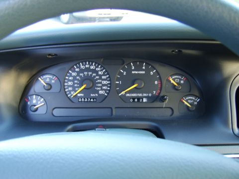 1996 Mercury Grand Marquis - Dashboard gauges of a 1996 Mercury Grand Marquis showing odometer reading 053741.
