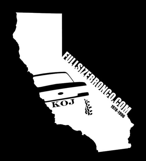 1970 Mercury Cougar - Graphic art depicting a Bronco silhouette within the state of California, including website and license plate text.