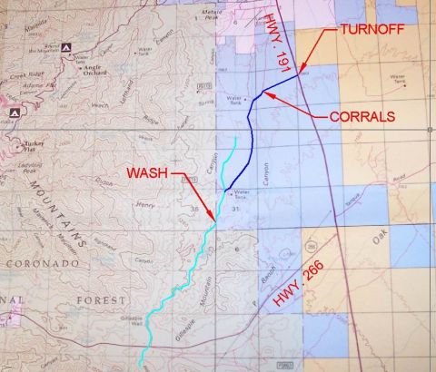 1981 Ford F-150 - This map details terrain and routes, including HWY 191 and HWY 266, with points of interest marked.