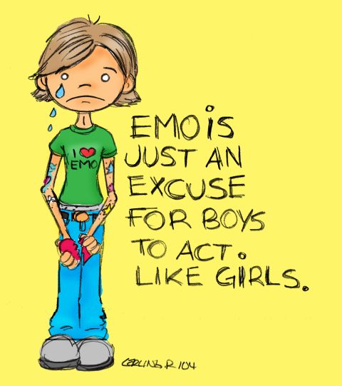 1989 Ford Bronco - Drawing depicts a crying person with tattoos and text that reads 'EMO is just an excuse for boys to act like girls.'