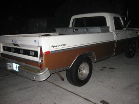 1972 Ford F-100 - This 1972 Ford F-100 Sport Custom pickup features a two-tone paint scheme and a toolbox in the bed.