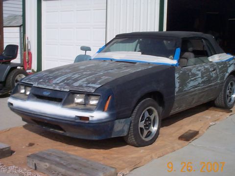 1984 Ford Mustang - yea bady , the stripper pose! sorry no pole to slide on! this is also with the 86 nose and new front fenders.