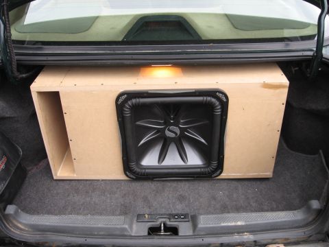 1992 Ford Crown Victoria - Custom subwoofer box installed in the trunk of a car.
