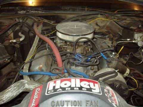 1996 Ford Crown Victoria - Close-up view of an engine bay a Holley carburetor and air cleaner assembly.