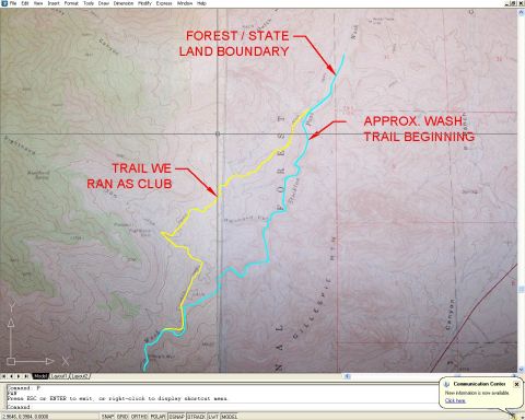 1981 Ford F-150 - Map displays trails and forest land boundary with annotations for a club run.