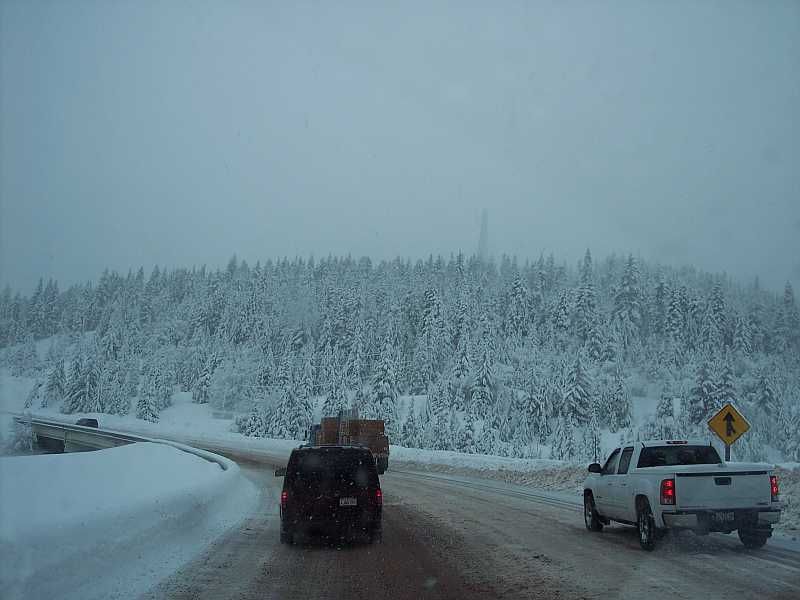I-5 Southbound Siskyous 6% Grade Climb - Chains required, except for 4x4.  Made the climb in 2wd without chains no problem.
