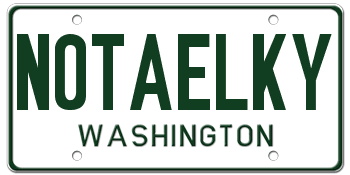 1967 Ford Ranchero - A Washington state license plate displays the text NOT AELKY above WASHINGTON.