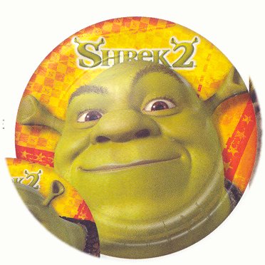 1989 Ford Bronco - A circular sticker the character Shrek from the movie Shrek 2.