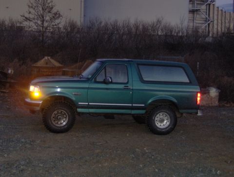 1996 Ford Bronco - This 1996 Ford Bronco is shown from the side in a green finish.