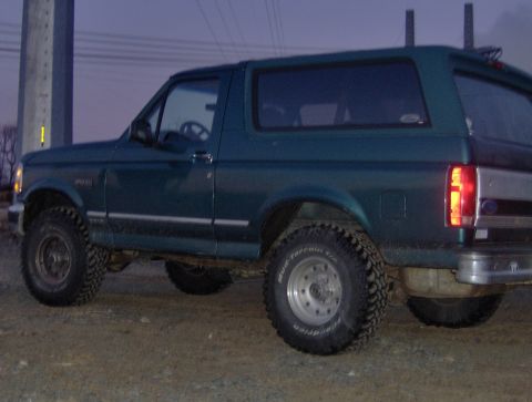 1996 Ford Bronco - This 1996 Ford Bronco is shown from the side, aftermarket wheels and tires.