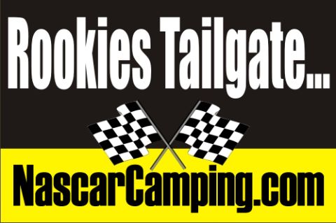 1993 Ford C-350 (Centurion Conversions) - Graphic promoting Nascar Camping with text and checkered flags.