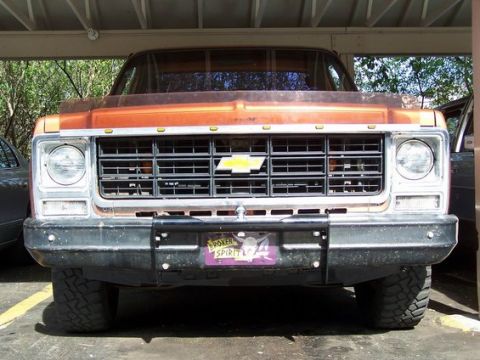 1979 Chevrolet C/K Pickup - Front view of a 1979 Chevrolet C/K Pickup showing its grille and bumper.