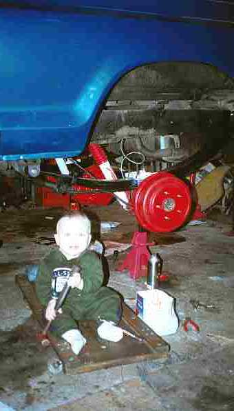 1979 Ford Bronco - My son Gaven helping out.