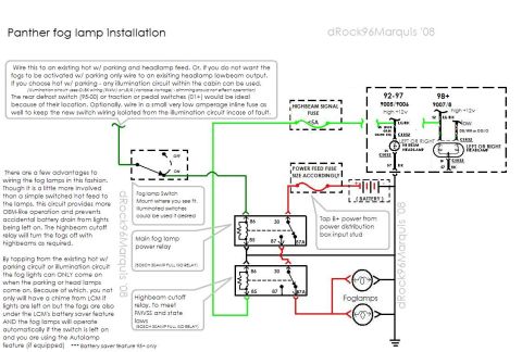 1996 Mercury Grand Marquis - Quick diagram with notes on fog lamp wiring on panthers **Note: Improved version, eliminates 1 relay; http://www.supermotors.net/registry/m…