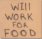 1994 Ford Bronco - A handwritten message on a cardboard sign reads 'WILL WORK FOR FOOD'.