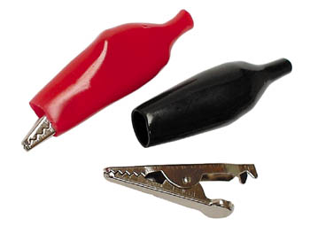 1993 Ford Bronco - Two insulated alligator clips and one bare metal clamp are shown against a white background.