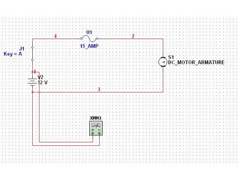 1993 Ford Bronco - Electrical circuit schematic showing a 12V source, 15 amp fuse, DC motor armature, and multimeter.