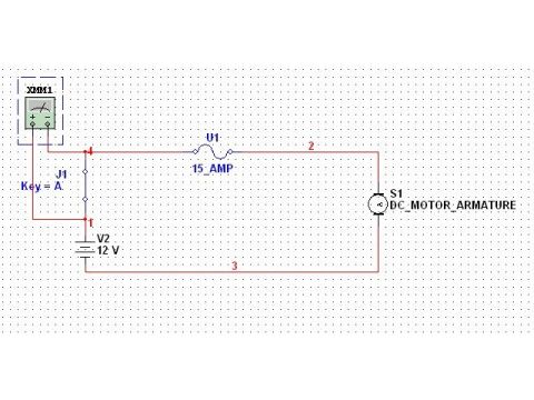 1993 Ford Bronco - Electrical circuit schematic showing a multimeter, switch, 15 amp fuse, 12V source, and DC motor armature.