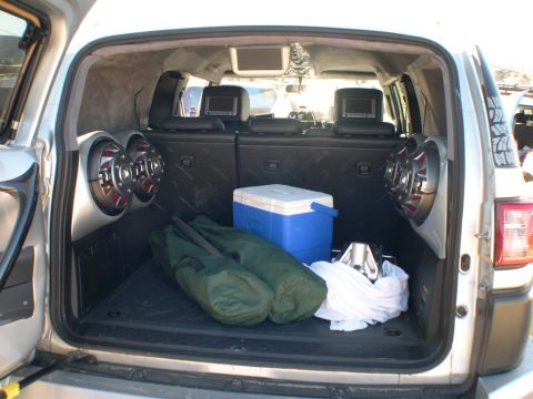2007 Toyota FJ Cruiser - The cargo area of an FJ Cruiser is outfitted with custom speakers and storage for outdoor gear.