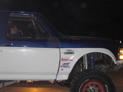 1996 Ford Bronco - This 1996 Ford Bronco has been modified for off-road racing with racing decals visible on the side.