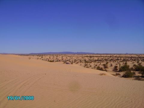 1990 Ford Bronco - Desert landscape with a distant vehicle, captured on January 19, 2008.